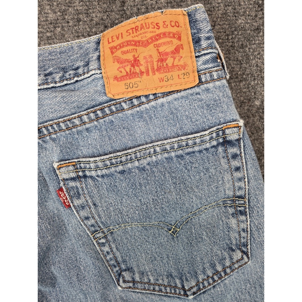 Levis 505 Jeans Mens 34x29 Blue - Picture 2 of 8